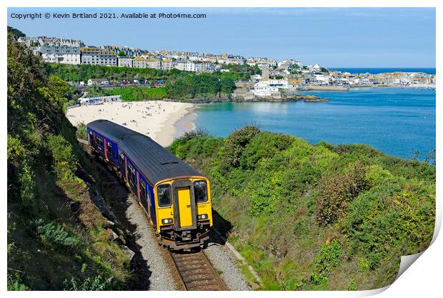 Train leaving st ives in cornwall Print by Kevin Britland