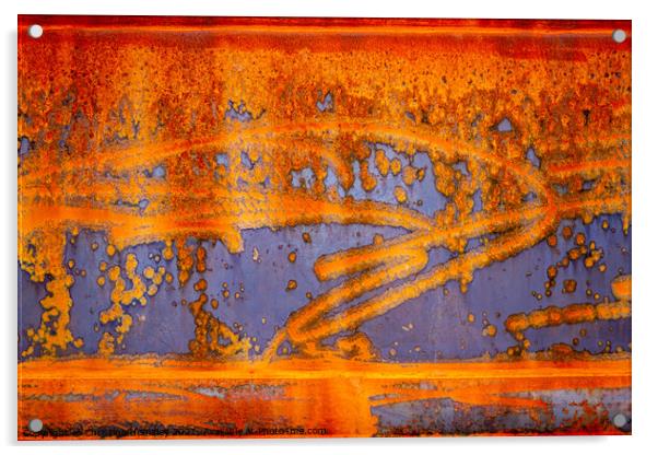 Rust patterns on bare metal Acrylic by Christina Hemsley