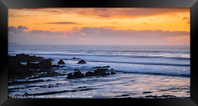 Bude Bay Sunset Framed Print by Heidi Stewart