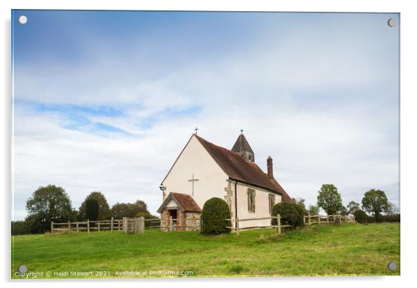 St Huberts Church, Idsworth Acrylic by Heidi Stewart