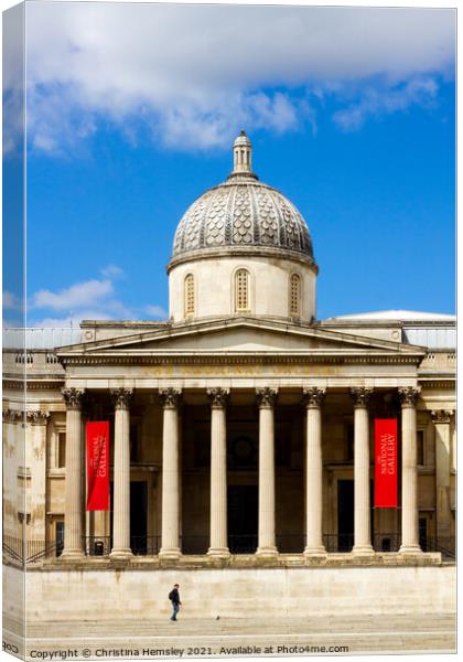 Dome on the National Gallery in London Canvas Print by Christina Hemsley