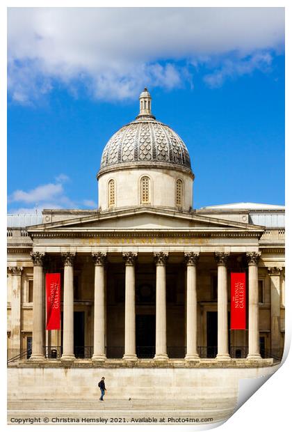 Dome on the National Gallery in London Print by Christina Hemsley