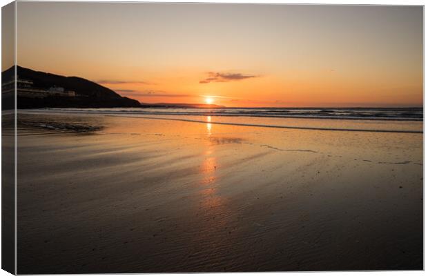 Westward Ho beach sunset Canvas Print by Tony Twyman