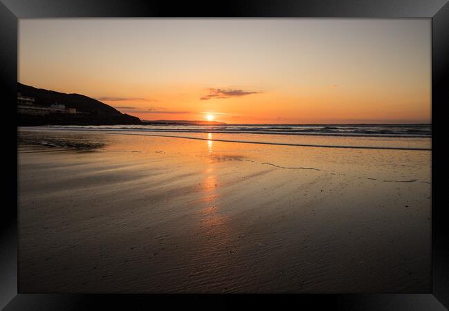 Westward Ho beach sunset Framed Print by Tony Twyman