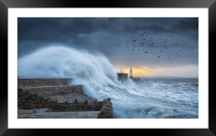 Crashing waves at Porthcawl Framed Mounted Print by Leighton Collins