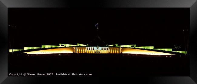 Parliament House, Australia at Night  Framed Print by Steven Ralser