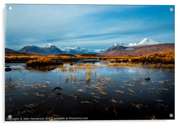 Highland Loch in Autumn Acrylic by John Henderson