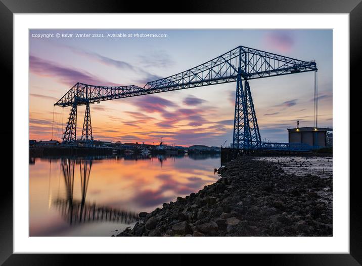 Tees Transporter at sunset Framed Mounted Print by Kevin Winter