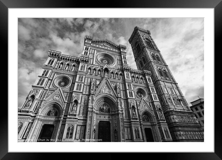 Cathedral of Saint Mary of the Flower (black & white) Framed Mounted Print by Chun Ju Wu