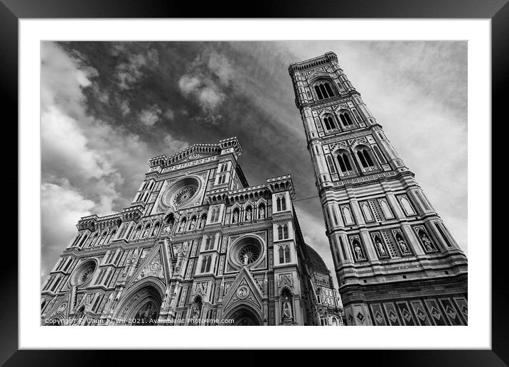 Cathedral of Saint Mary of the Flower (black & white) Framed Mounted Print by Chun Ju Wu