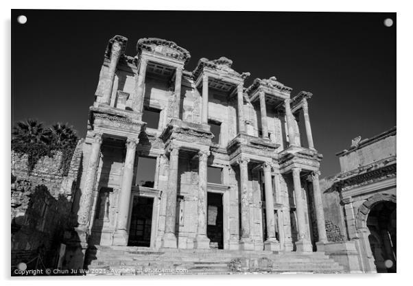 Library of Celsus in Ephesus (black & white) Acrylic by Chun Ju Wu