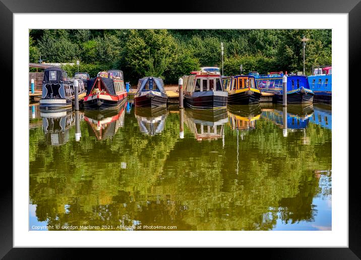 Canal Boats on Worcester Canal  Framed Mounted Print by Gordon Maclaren