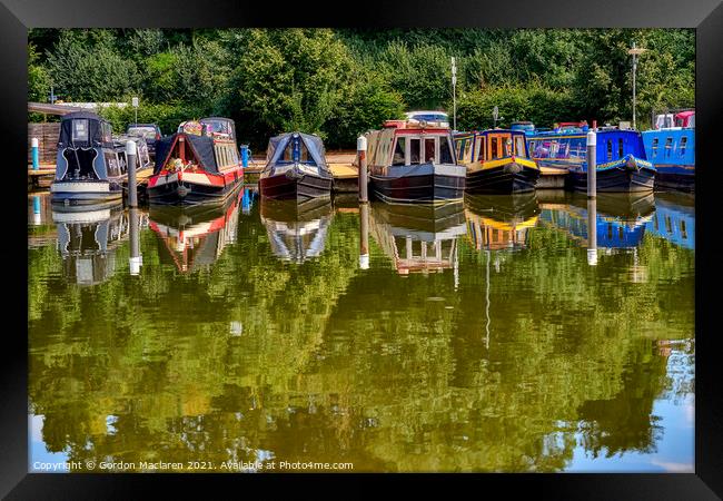 Canal Boats on Worcester Canal  Framed Print by Gordon Maclaren