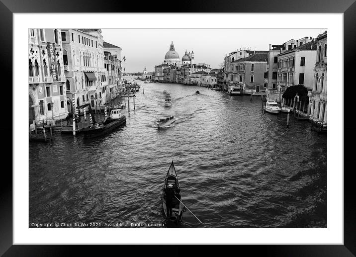 Grand Canal in Venice (black & white) Framed Mounted Print by Chun Ju Wu
