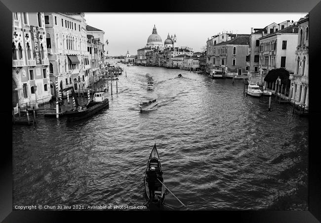 Grand Canal in Venice (black & white) Framed Print by Chun Ju Wu