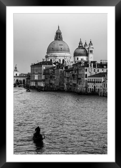 Grand Canal in Venice (black & white) Framed Mounted Print by Chun Ju Wu