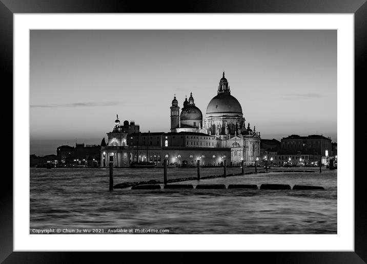 Santa Maria della Salute in Venice (black & white) Framed Mounted Print by Chun Ju Wu