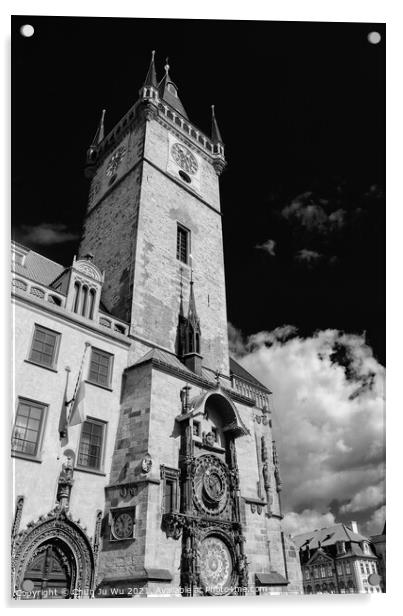 Astronomical Clock Tower in Prague (black & white) Acrylic by Chun Ju Wu
