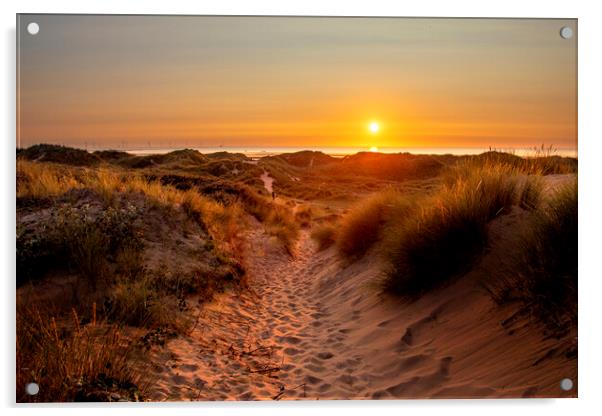 Formby sunset Acrylic by Kevin Elias