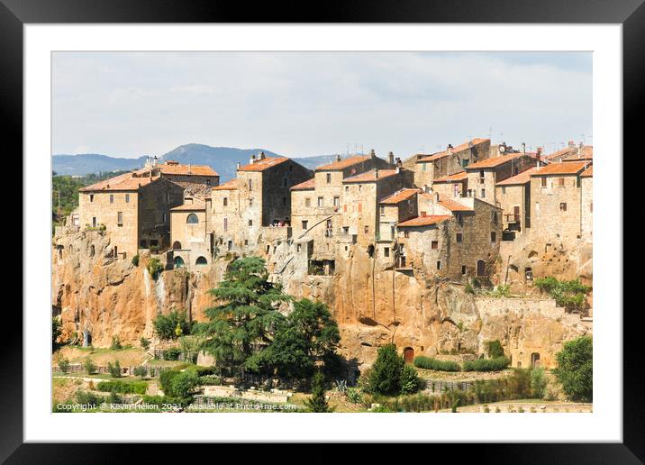 View of Pitigliano, Tuscany, Italy Framed Mounted Print by Kevin Hellon