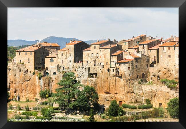 View of Pitigliano, Tuscany, Italy Framed Print by Kevin Hellon