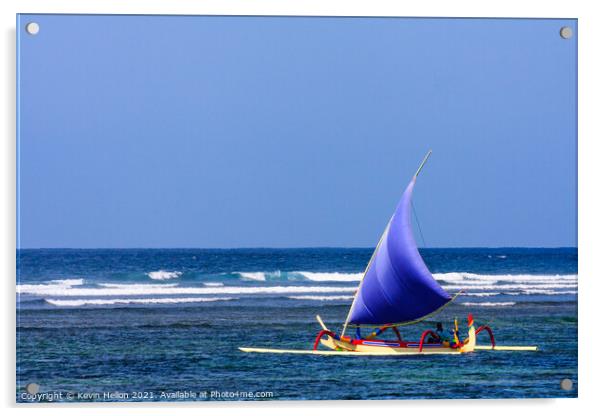 Traditional Balinese Fishing Boat  Acrylic by Kevin Hellon