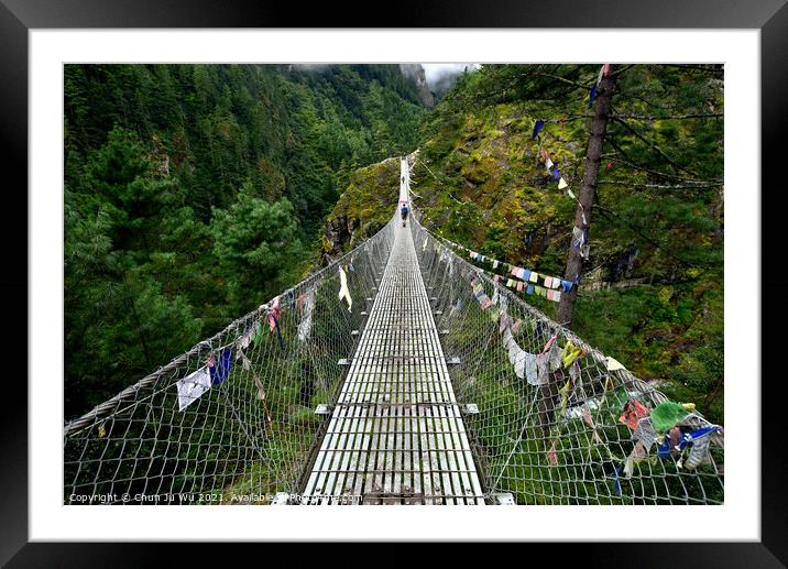 Suspension Bridge at Himalayan area in Nepal Framed Mounted Print by Chun Ju Wu