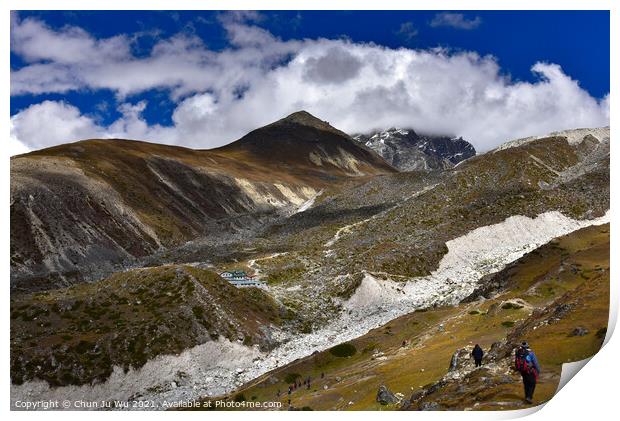 People walking on Everest Base Camp trekking route at Himalayas mountain range in Nepal Print by Chun Ju Wu