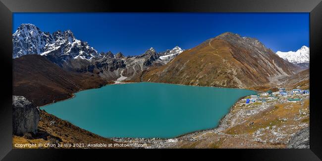 Gokyo lake surrounded by snow mountains of Himalayas in Nepal Framed Print by Chun Ju Wu