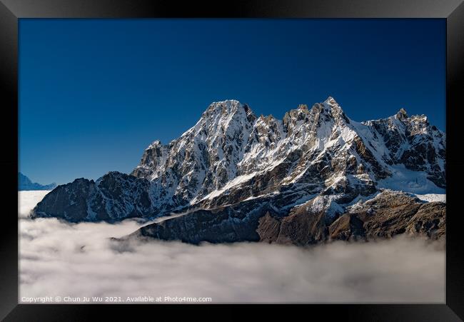 Snow mountains of Himalayas above clouds in Nepal Framed Print by Chun Ju Wu