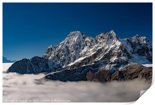 Snow mountains of Himalayas above clouds in Nepal Print by Chun Ju Wu