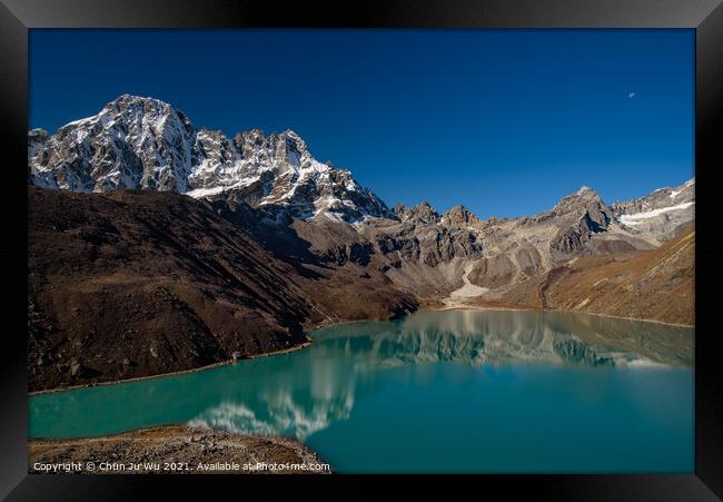 Gokyo lake surrounded by snow mountains of Himalayas in Nepal Framed Print by Chun Ju Wu