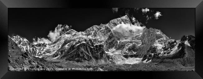 Mount Everest and Lhotse (black & white) Framed Print by Chun Ju Wu