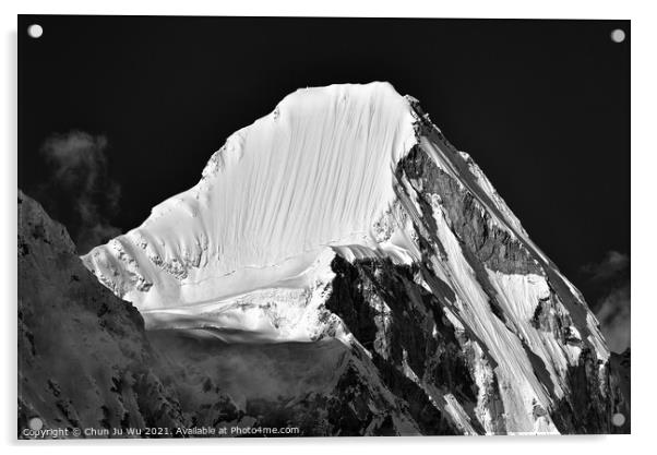 Snow mountains of Himalayas in Nepal (black and white) Acrylic by Chun Ju Wu