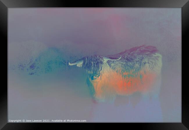 Modernist Highland Cow Framed Print by Jaxx Lawson