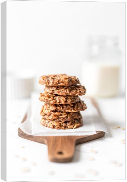 Morning Breakfast Energy Biscuit Cookies With Oats and Peanut Butter Canvas Print by Radu Bercan