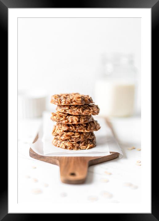 Morning Breakfast Energy Biscuit Cookies With Oats and Peanut Butter Framed Mounted Print by Radu Bercan