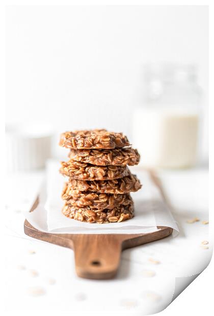 Morning Breakfast Energy Biscuit Cookies With Oats and Peanut Butter Print by Radu Bercan