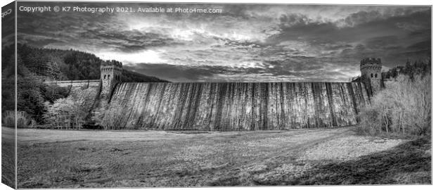 The Derwent Dam, Derbyshire Peak District Canvas Print by K7 Photography