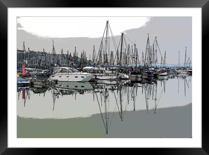 Brixham Boats and Reflections Framed Mounted Print by mark humpage