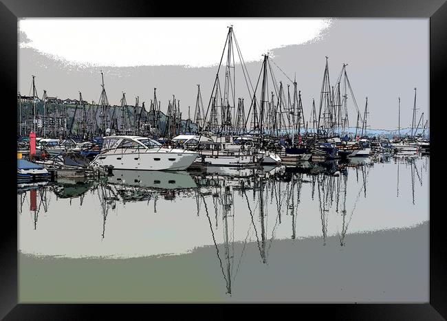Brixham Boats and Reflections Framed Print by mark humpage