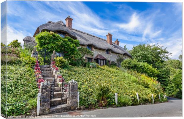 Hill Cottage Godshill IOW Canvas Print by Wight Landscapes