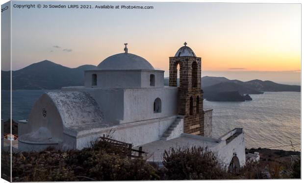 Sunset from Kastro, Milos Canvas Print by Jo Sowden
