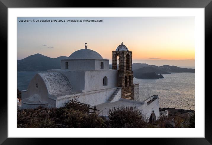 Sunset from Kastro, Milos Framed Mounted Print by Jo Sowden