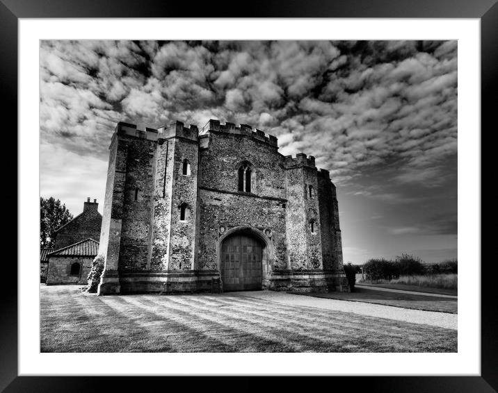 Norfolk Pentney Abbey Gatehouse black and white Framed Mounted Print by mark humpage