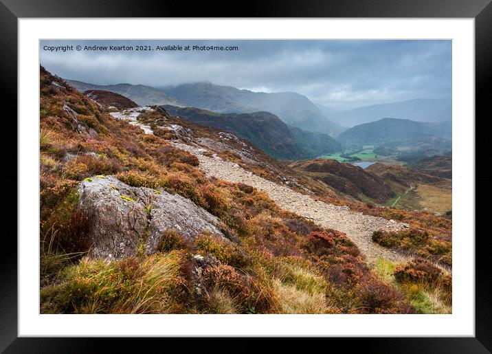 Rainy day in Snowdonia, North Wales Framed Mounted Print by Andrew Kearton