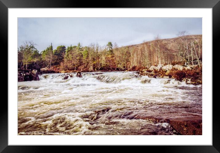 Fast Moving White Water Flowing Through Glen Affaric, Scottish H Framed Mounted Print by Peter Greenway