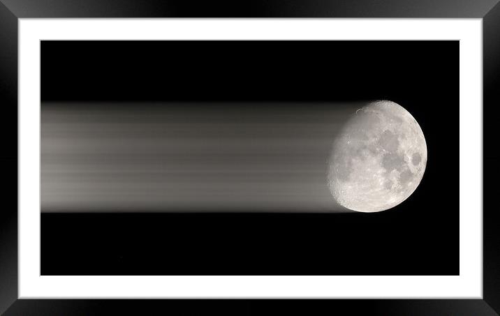 Moon with shadow trail Framed Mounted Print by mark humpage