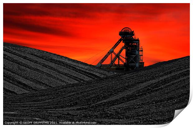 Hatfield colliery sunset Print by GEOFF GRIFFITHS