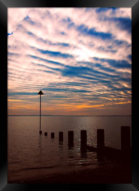 Unusual evening cloud formation at Westcliff on Sea, Essex, UK. Framed Print by Peter Bolton